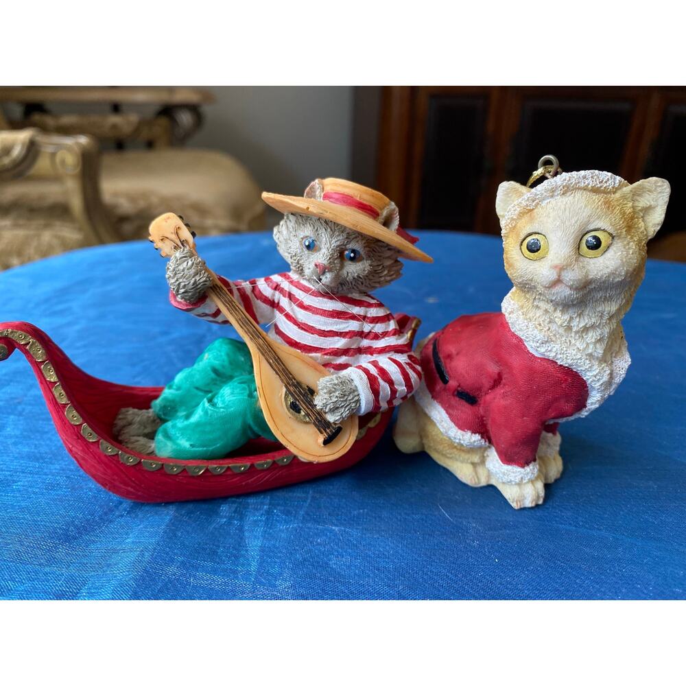vintage 1993 cat holiday ornaments likely  Franklin Mint's Santa Claws Symphony